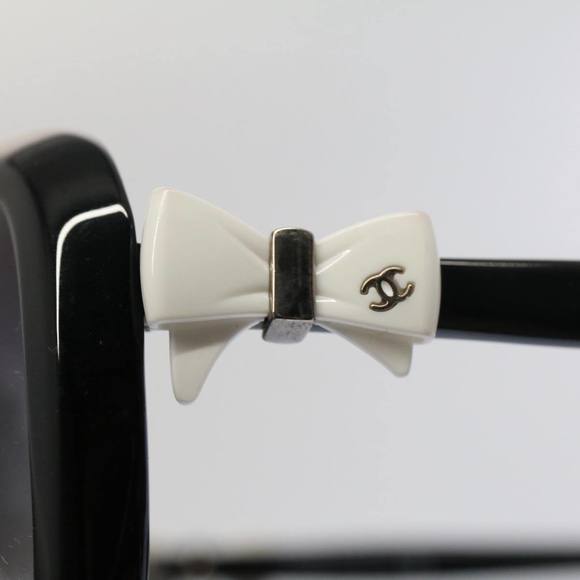 CHANEL Ribbon Sunglasses Plastic Black White CC Auth 53404 - Picture 5 of 16